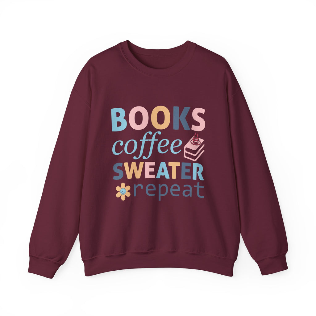 Books Coffee Sweater Repeat Sweatshirt